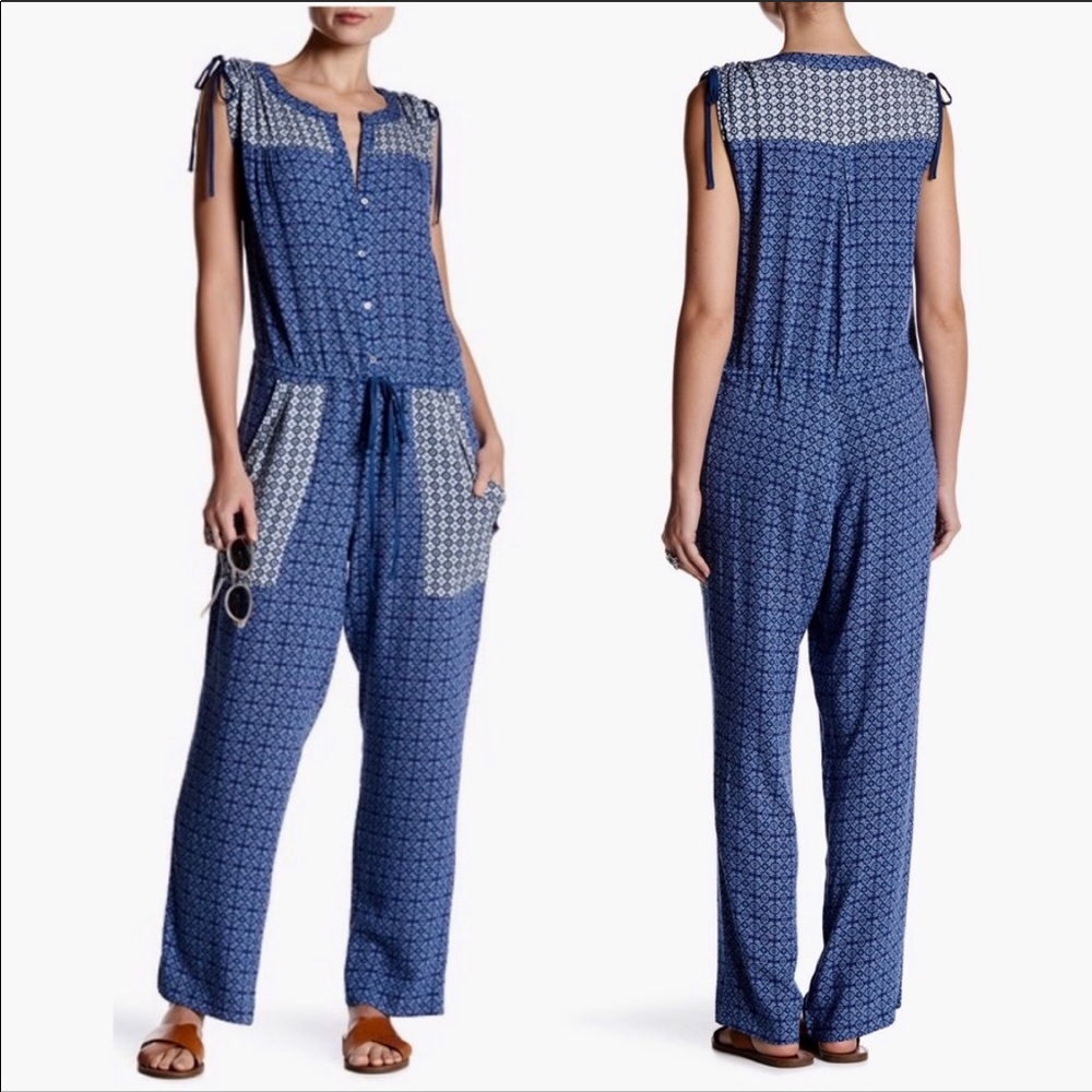 Anthropologie Current Air Floral Patchwork Jumpsuit
